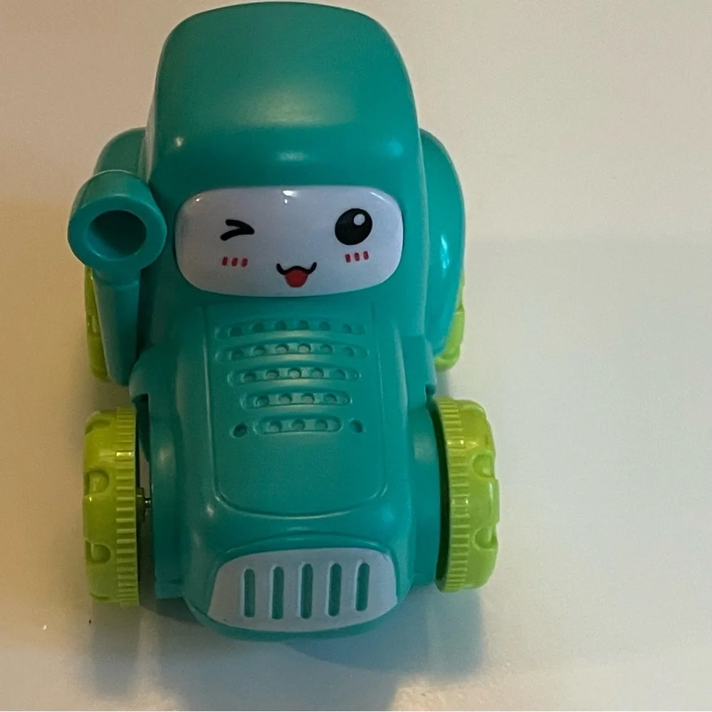 Winking Face Turquoise and Lime Green Toy Car